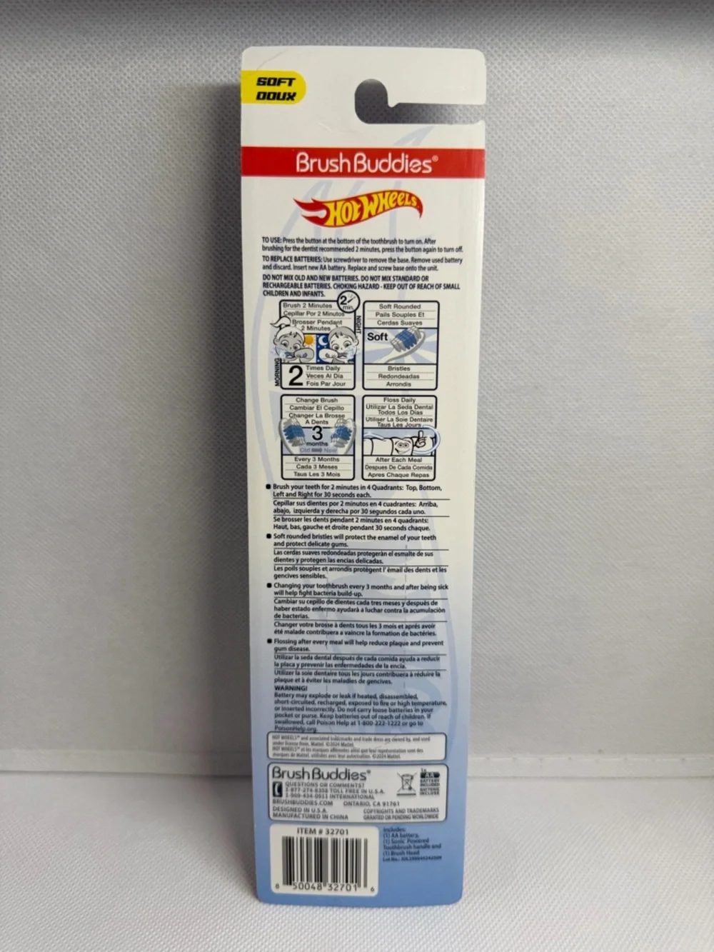 Hot Wheels Blue Sonic Powered Kids Toothbrush